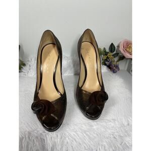 Casadei Platform Pumps Women Size 9B Brown Leather Cocktail Avant-Garde Mob Wife
